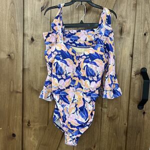 Bridgehampton By Isaac Mizrahi Floral Swimsuit and Skirt Size 12 NWT